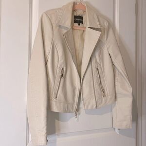 EXPRESS Faux Leather Jacket Cream